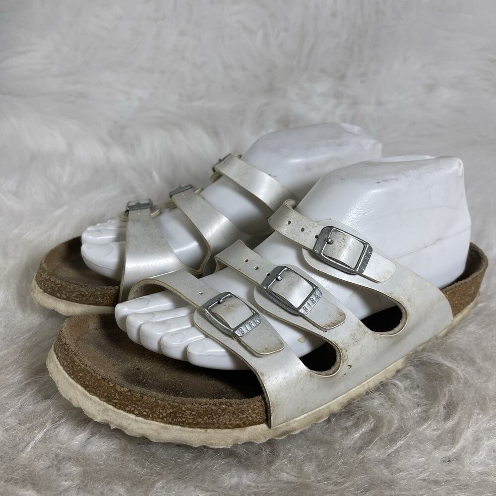 Birkenstock Florida 3 Strap White Sandals Womens EU 40 US 9 Buckle